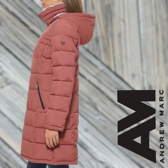 Andrew Marc | Hooded Long Stretch Parka | Terra Rose | NWT - Picture 3 of 8